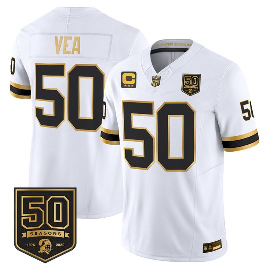 Men's Tampa Bay Buccaneers Throwback 50th Season Patch Gold Vapor Limited Jersey - All Stitched