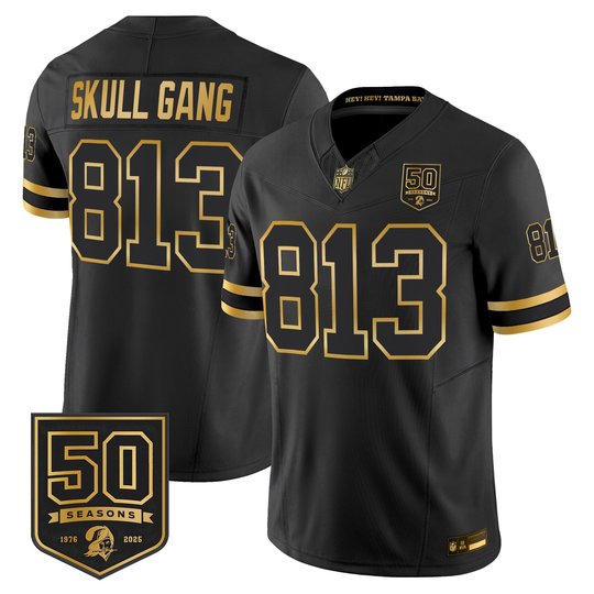 Men's Tampa Bay Buccaneers Throwback 50th Season Patch Gold Vapor Limited Jersey - All Stitched