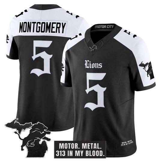 Men's Detroit Lions 'Gothic Motor Grit Edition' Vapor Limited Jersey V2 - All Stitched