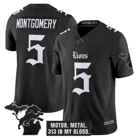Men's Detroit Lions 'Gothic Motor Grit Edition' Vapor Limited Jersey V2 - All Stitched