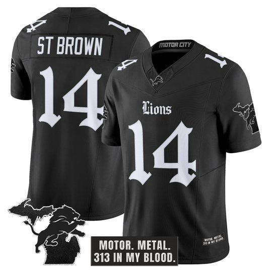 Men's Detroit Lions 'Gothic Motor Grit Edition' Vapor Limited Jersey V2 - All Stitched