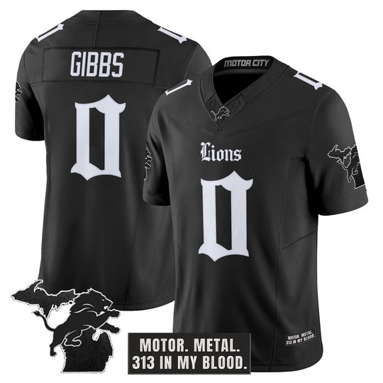 Men's Detroit Lions 'Gothic Motor Grit Edition' Vapor Limited Jersey V2 - All Stitched