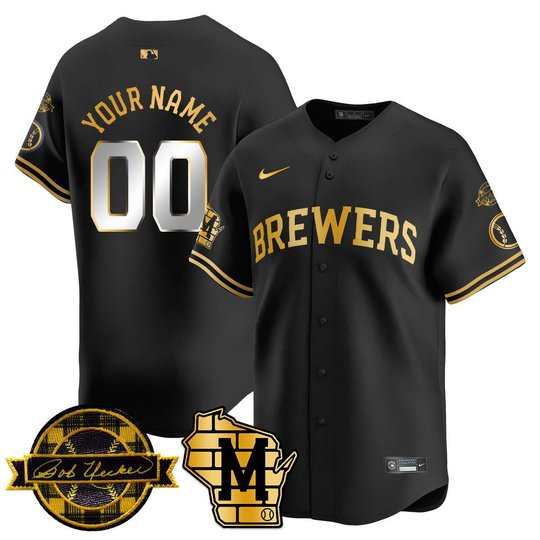 Men's Milwaukee Brewers Bob Uecker Patch Vapor Limited Custom Jersey - All Stitched
