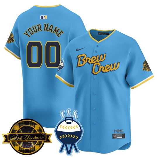 Men's Milwaukee Brewers Bob Uecker Patch Vapor Limited Custom Jersey - All Stitched