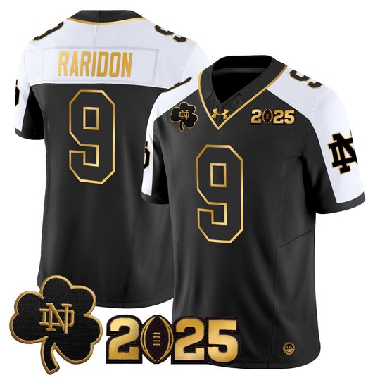 Men's Notre Dame Fighting Irish 2025 CFP Final Patch Gold Vapor Limited Jersey - All Stitched