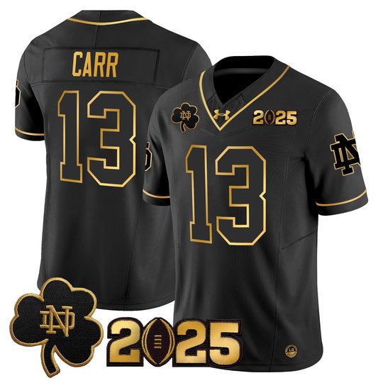 Men's Notre Dame Fighting Irish 2025 CFP Final Patch Gold Vapor Limited Jersey - All Stitched