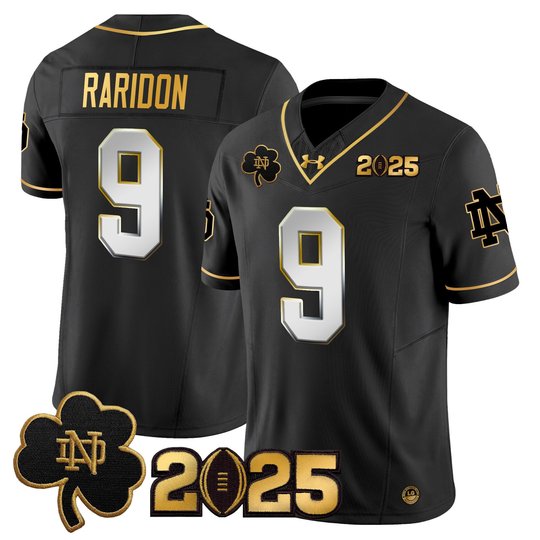 Men's Notre Dame Fighting Irish 2025 CFP Final Patch Gold Vapor Limited Jersey - All Stitched