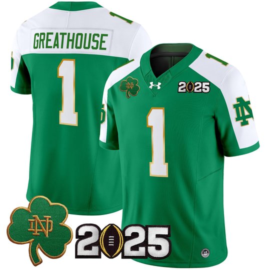 Men's Notre Dame Fighting Irish 2025 CFP Final Patch Vapor Limited Jersey - All Stitched