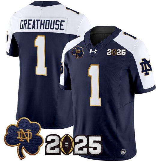 Men's Notre Dame Fighting Irish 2025 CFP Final Patch Vapor Limited Jersey - All Stitched