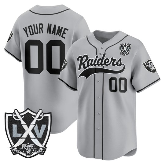 Las Vegas Raiders 65th Anniversary Patch Vapor Baseball Custom Jersey - All Stitched