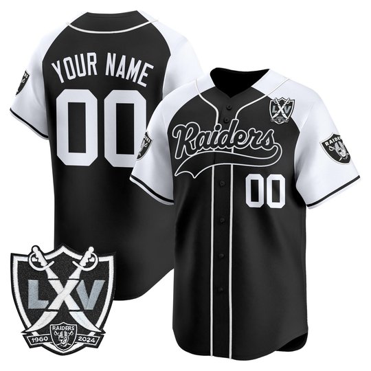 Las Vegas Raiders 65th Anniversary Patch Vapor Baseball Custom Jersey - All Stitched