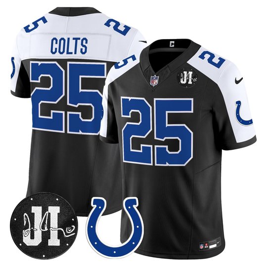 Men's Indianapolis Colts 2025 Jim Irsay Patch Vapor Limited Jersey - All Stitched