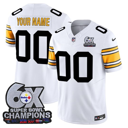Pittsburgh Steelers 6-Time Champions Patch Vapor Limited Custom Jersey - All Stitched