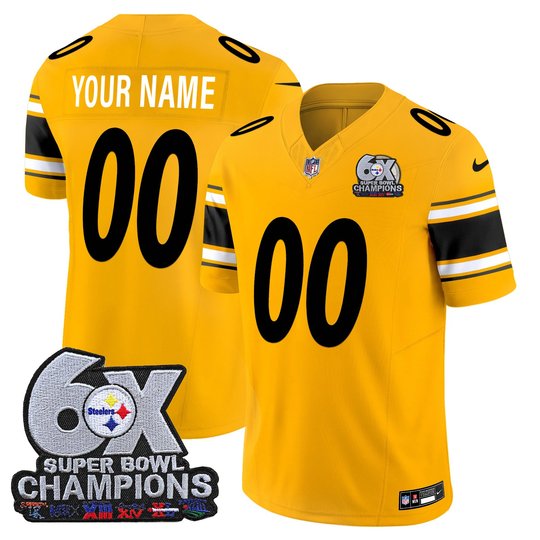 Pittsburgh Steelers 6-Time Champions Patch Vapor Limited Custom Jersey - All Stitched