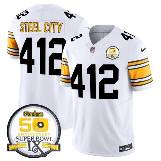 Men's Steelers 50th Anniversary Of Super Bowl IX Patch Vapor Limited Jersey - All Stitched