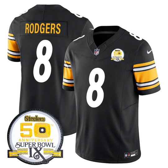Men's Steelers 50th Anniversary Of Super Bowl IX Patch Vapor Limited Jersey - All Stitched