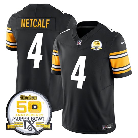 Men's Steelers 50th Anniversary Of Super Bowl IX Patch Vapor Limited Jersey - All Stitched