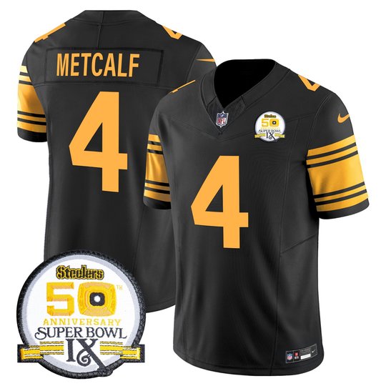 Men's Steelers 50th Anniversary Of Super Bowl IX Patch Vapor Limited Jersey - All Stitched