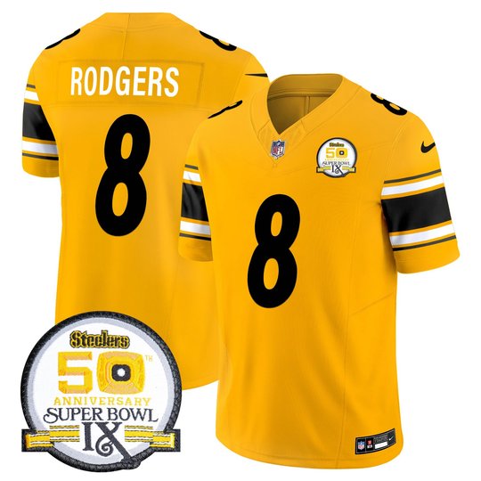 Men's Steelers 50th Anniversary Of Super Bowl IX Patch Vapor Limited Jersey - All Stitched