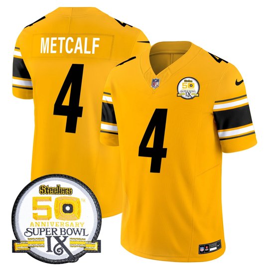 Men's Steelers 50th Anniversary Of Super Bowl IX Patch Vapor Limited Jersey - All Stitched