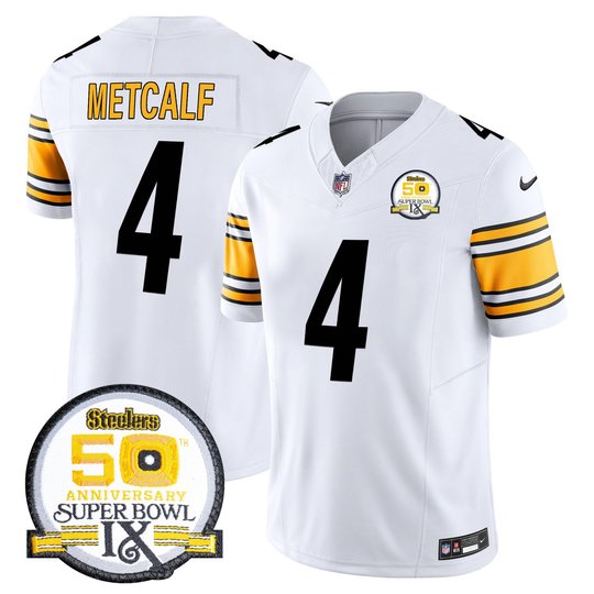 Men's Steelers 50th Anniversary Of Super Bowl IX Patch Vapor Limited Jersey - All Stitched