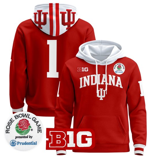 Men's Indiana Hoosiers 2025 Rose Bowl Premium Pullover Hoodie - All Stitched