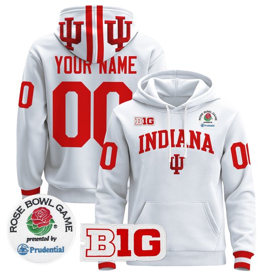 Indiana Hoosiers 2025 Rose Bowl Premium Custom Pullover Hoodie - All Stitched