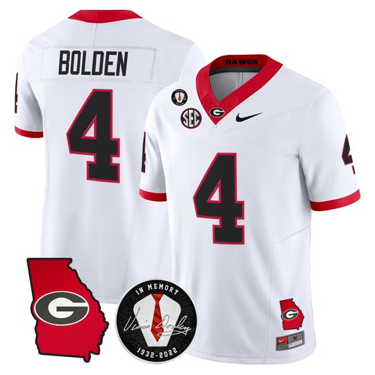 Men's Georgia Bulldogs Georgia Map & Vince Dooley Patch Vapor Limited Jersey - All Stitched