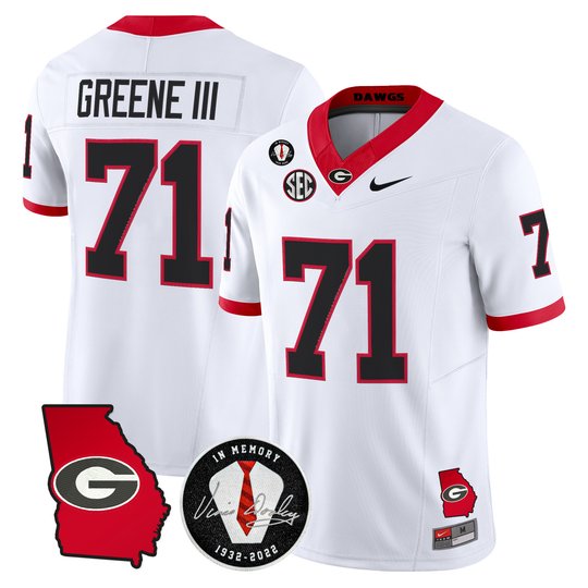 Men's Georgia Bulldogs Georgia Map & Vince Dooley Patch Vapor Limited Jersey - All Stitched
