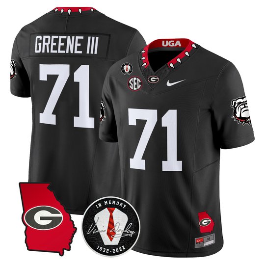 Men's Georgia Bulldogs Georgia Map & Vince Dooley Patch Vapor Limited Jersey - All Stitched
