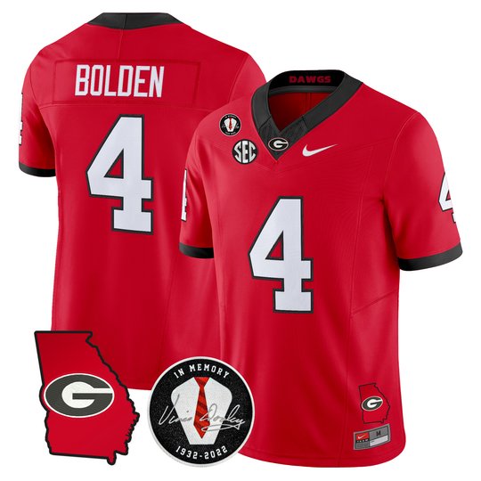 Men's Georgia Bulldogs Georgia Map & Vince Dooley Patch Vapor Limited Jersey - All Stitched