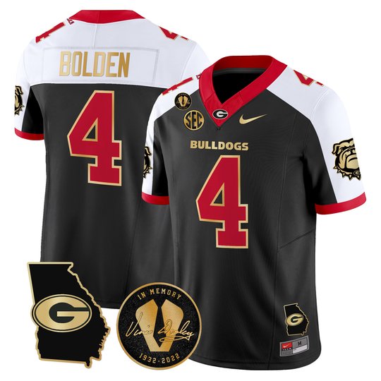 Men's Georgia Bulldogs Georgia Map & Vince Dooley Patch Vapor Limited Jersey - All Stitched