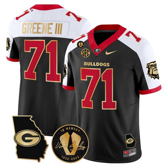 Men's Georgia Bulldogs Georgia Map & Vince Dooley Patch Vapor Limited Jersey - All Stitched