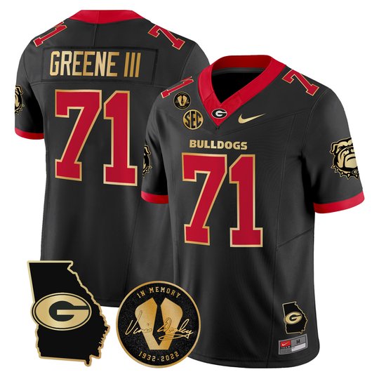 Men's Georgia Bulldogs Georgia Map & Vince Dooley Patch Vapor Limited Jersey - All Stitched