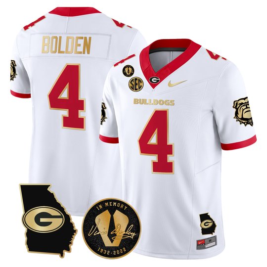 Men's Georgia Bulldogs Georgia Map & Vince Dooley Patch Vapor Limited Jersey - All Stitched