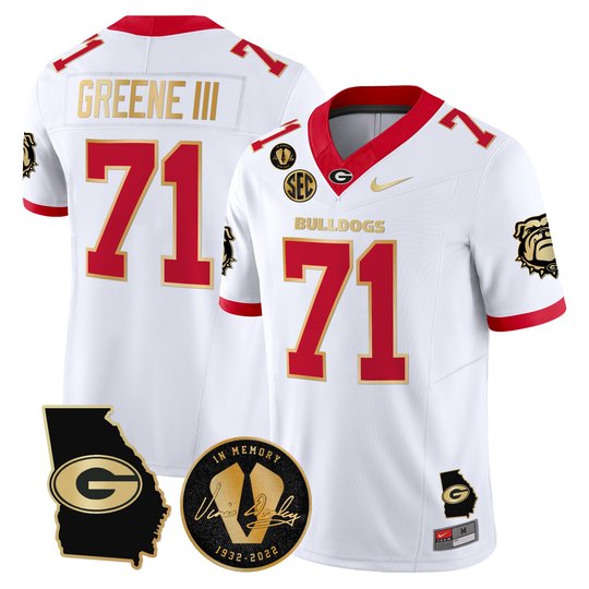 Men's Georgia Bulldogs Georgia Map & Vince Dooley Patch Vapor Limited Jersey - All Stitched