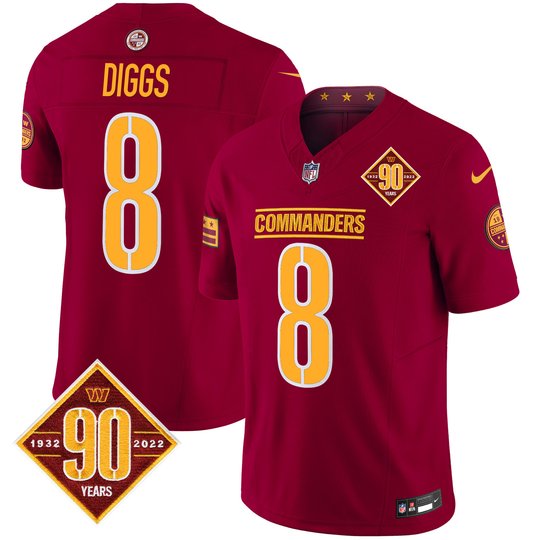 Men's Washington Commanders 90th Anniversary Patch Vapor Limited Jersey - All Stitched