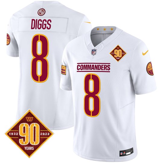 Men's Washington Commanders 90th Anniversary Patch Vapor Limited Jersey - All Stitched