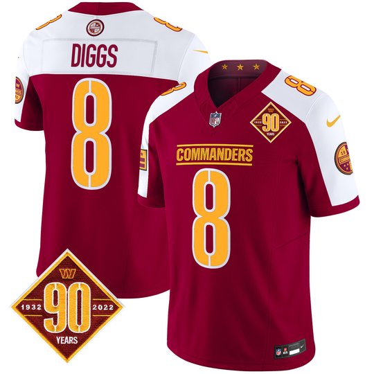 Men's Washington Commanders 90th Anniversary Patch Vapor Limited Jersey - All Stitched