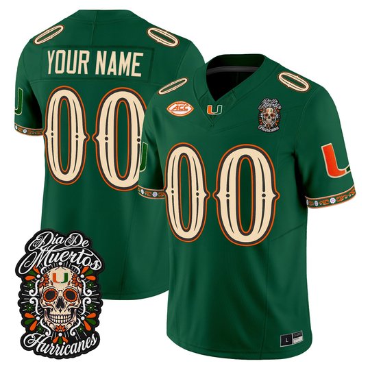 Miami Hurricanes Día de los Muertos Vapor Limited Custom Jersey - All Stitched