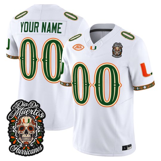 Miami Hurricanes Día de los Muertos Vapor Limited Custom Jersey - All Stitched