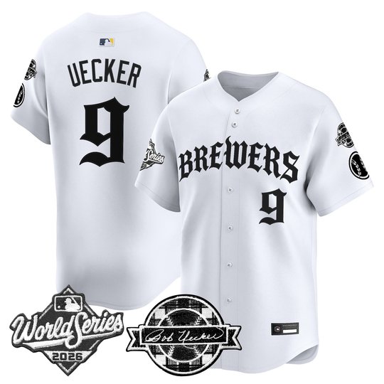 Men's Milwaukee Brewers 2026 World Series Vapor Premier Limited Jersey - Old English Edition - All Stitched