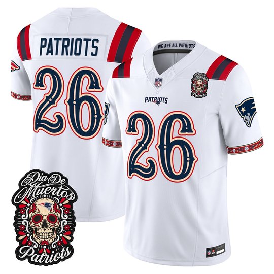 Men's New England Patriots Día de los Muertos Vapor Limited Jersey - All Stitched