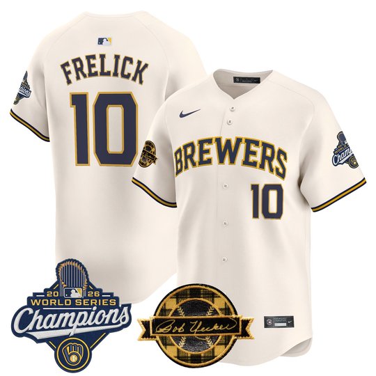 Men's Milwaukee Brewers 2026 World Series Champions Vapor Premier Limited Jersey - Bob Uecker Patch - All Stitched