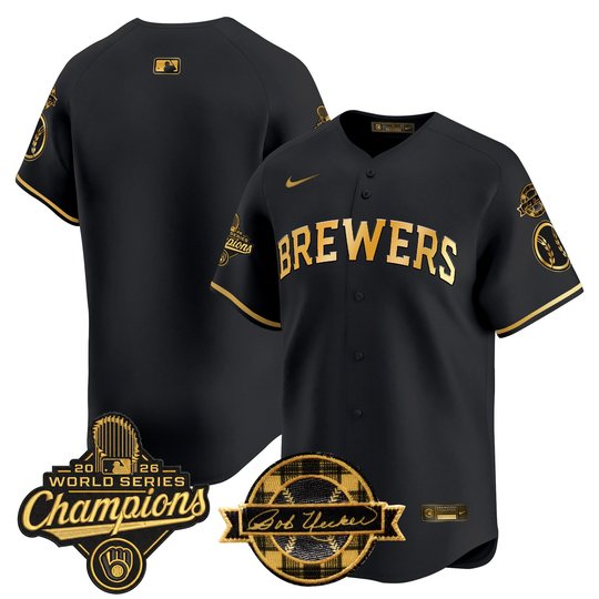 Men's Milwaukee Brewers 2026 World Series Champions Vapor Premier Limited Jersey - Bob Uecker Patch - All Stitched