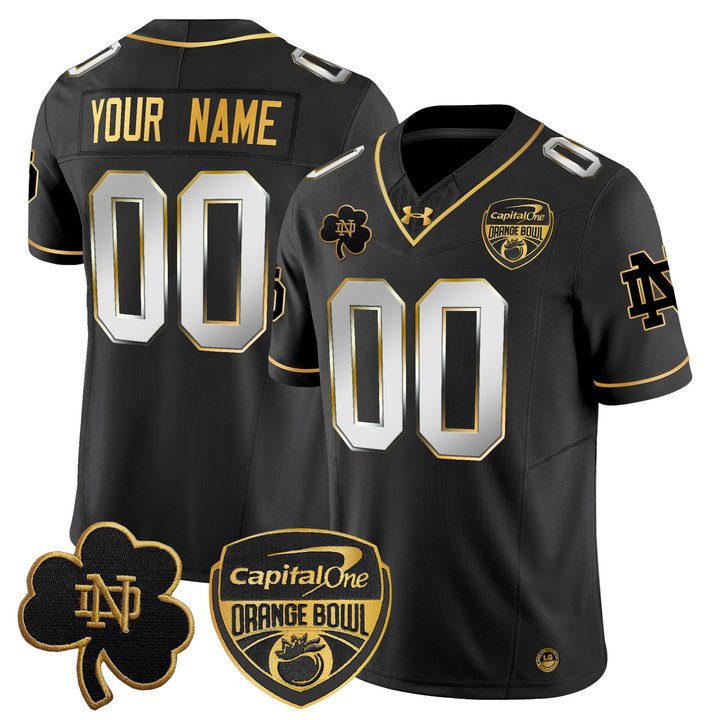 Notre Dame Fighting Irish 2024 Orange Bowl Gold Patch Vapor Limited Custom Jersey - All Stitched