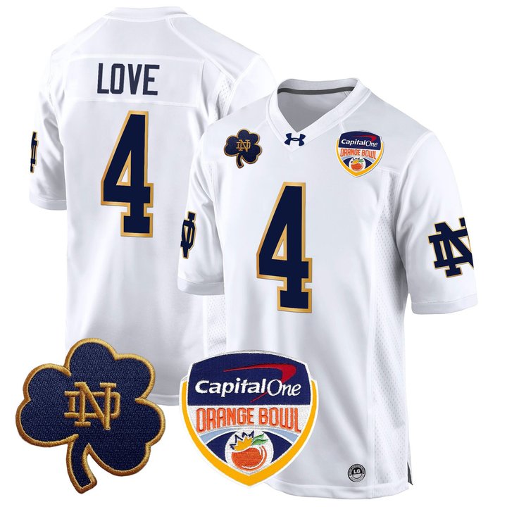 Men's Notre Dame Fighting Irish 2024 Orange Bowl Patch Game Jersey - All Stitched