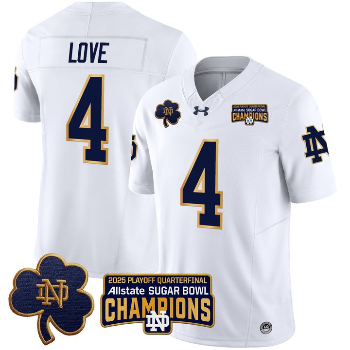 Men's Notre Dame Fighting Irish Playoff 2025 Sugar Bowl Champions Patch Vapor Limited Jersey - All Stitched