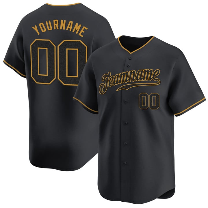 Black Black - Old Gold Custom Baseball Jersey