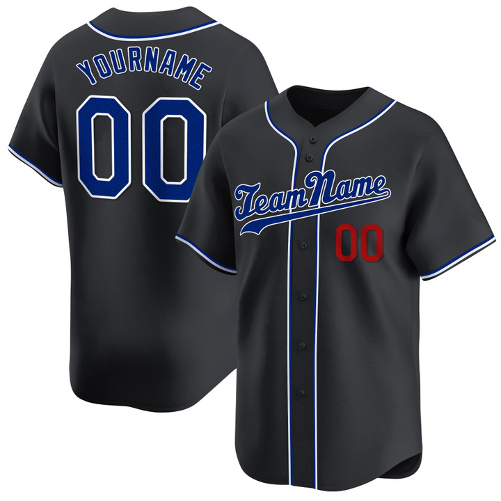 Black Royal-Red Custom Baseball Jersey